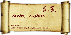 Sáfrány Benjámin névjegykártya